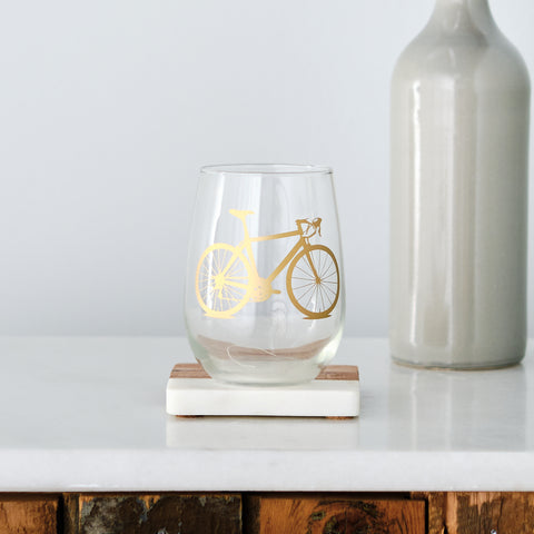 Bicycle Stemless Wine Glass
