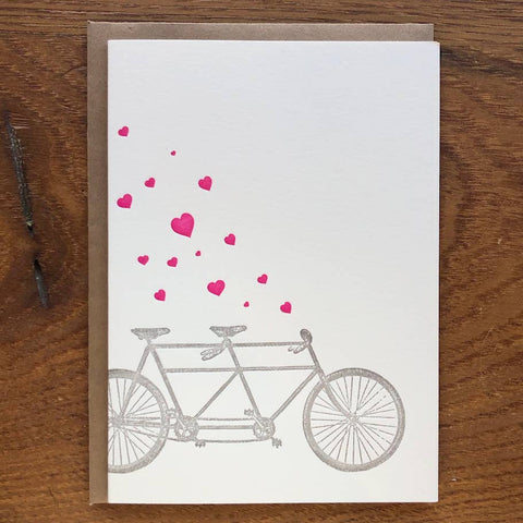Tandem Love Bike Letterpress Card