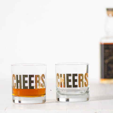 20k Gold Cheers Rocks Glasses