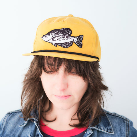 Crappie Patch Snap back, Black Mustard