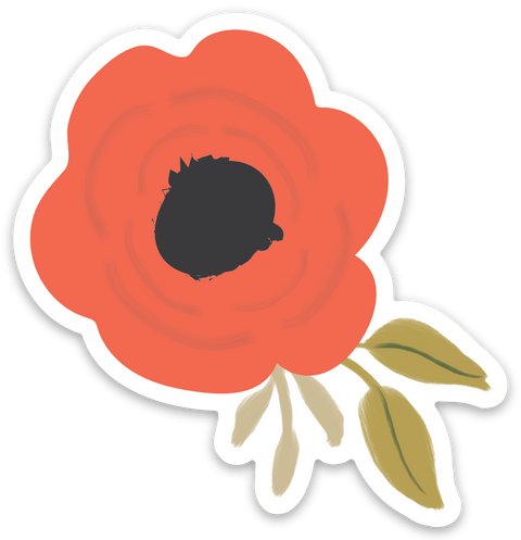 Poppy Red Flower Vinyl Sticker