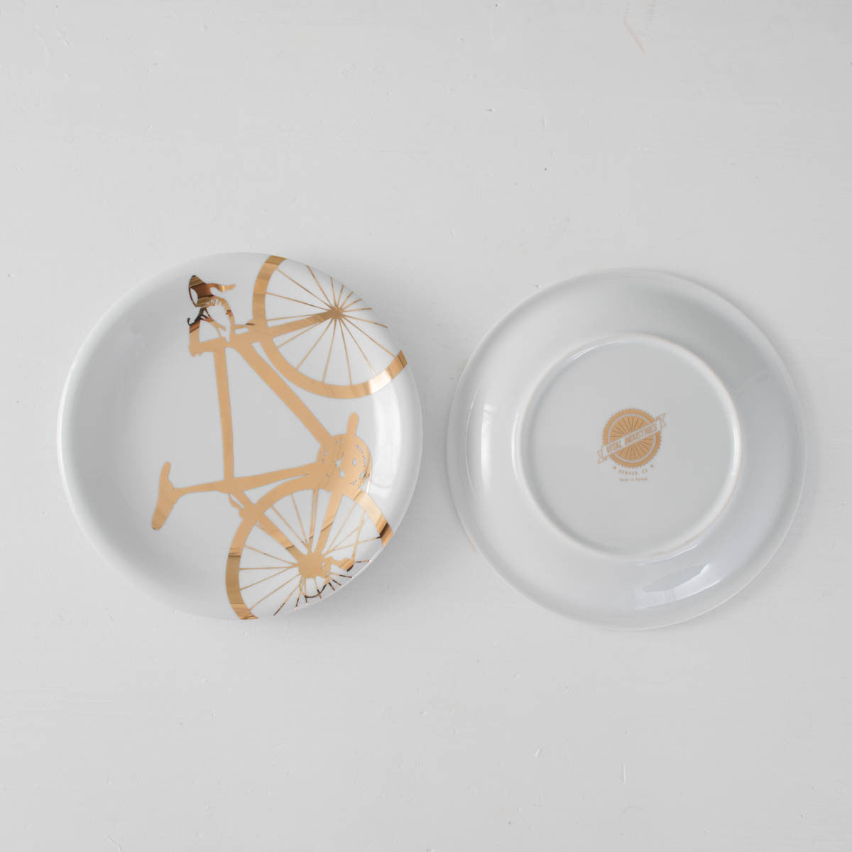 Gold Bicycle Dinner Plate, 22K Mirror Gold