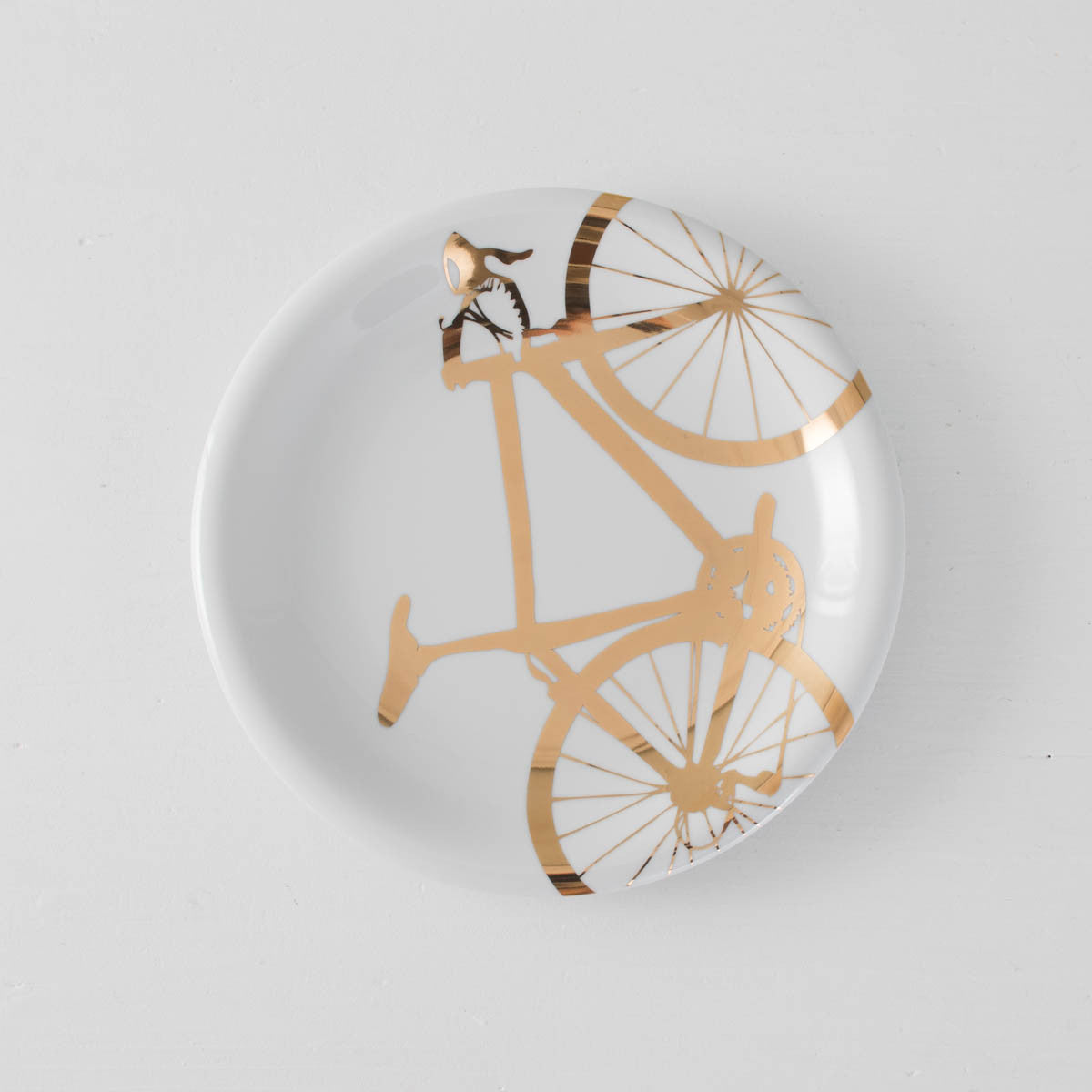 Gold Bicycle Dinner Plate, 22K Mirror Gold