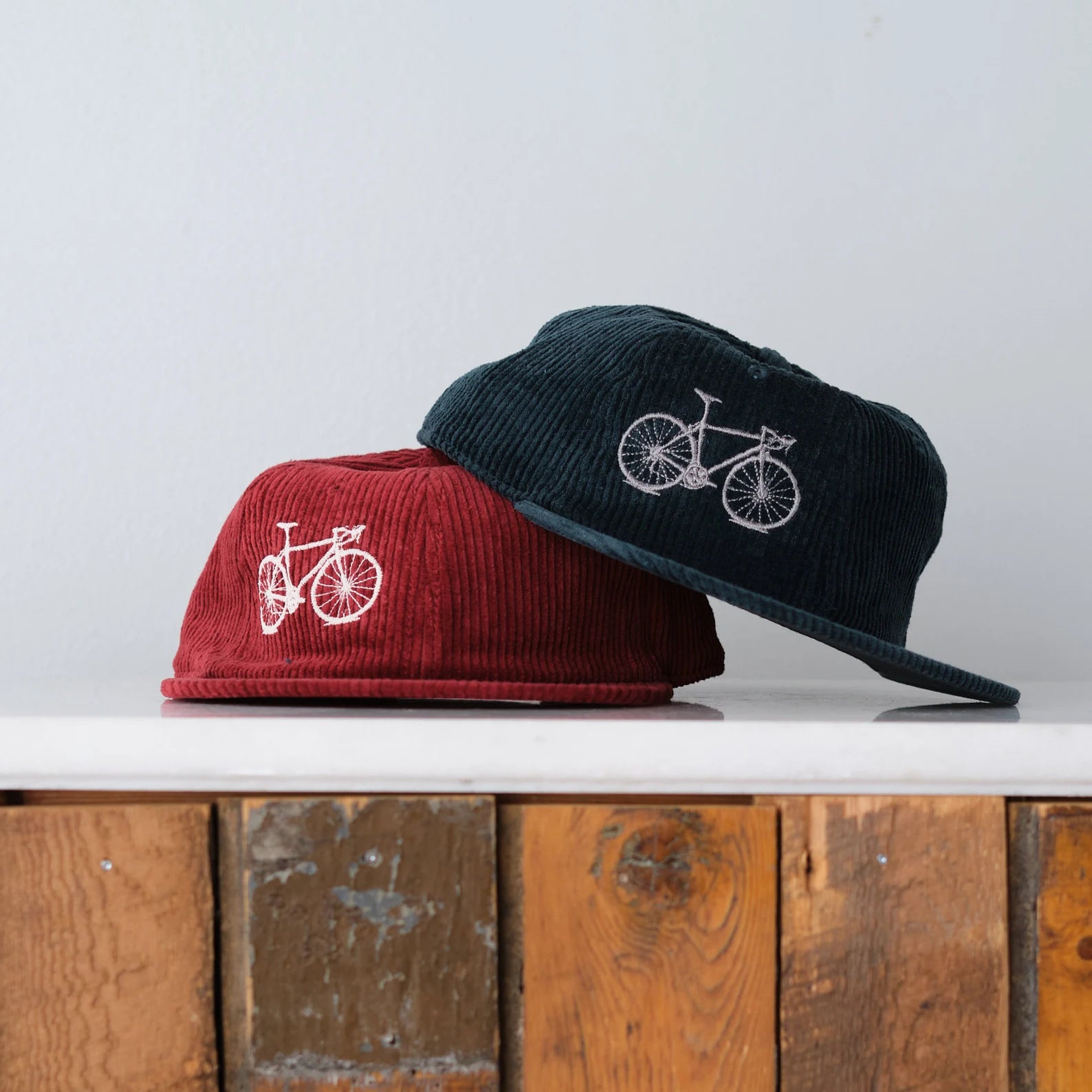 Bicycle embroidered Cord Cap, Adjustable and unstructured