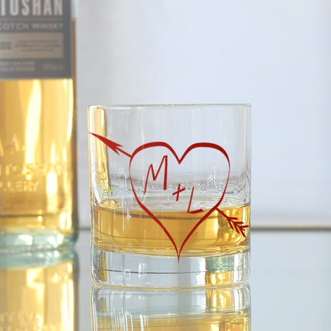 True Love Monogram, Custom Screen Printed Pint Glasses, SET OF 6 