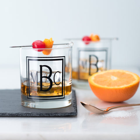 Monogram Glasses - Square, set of 6