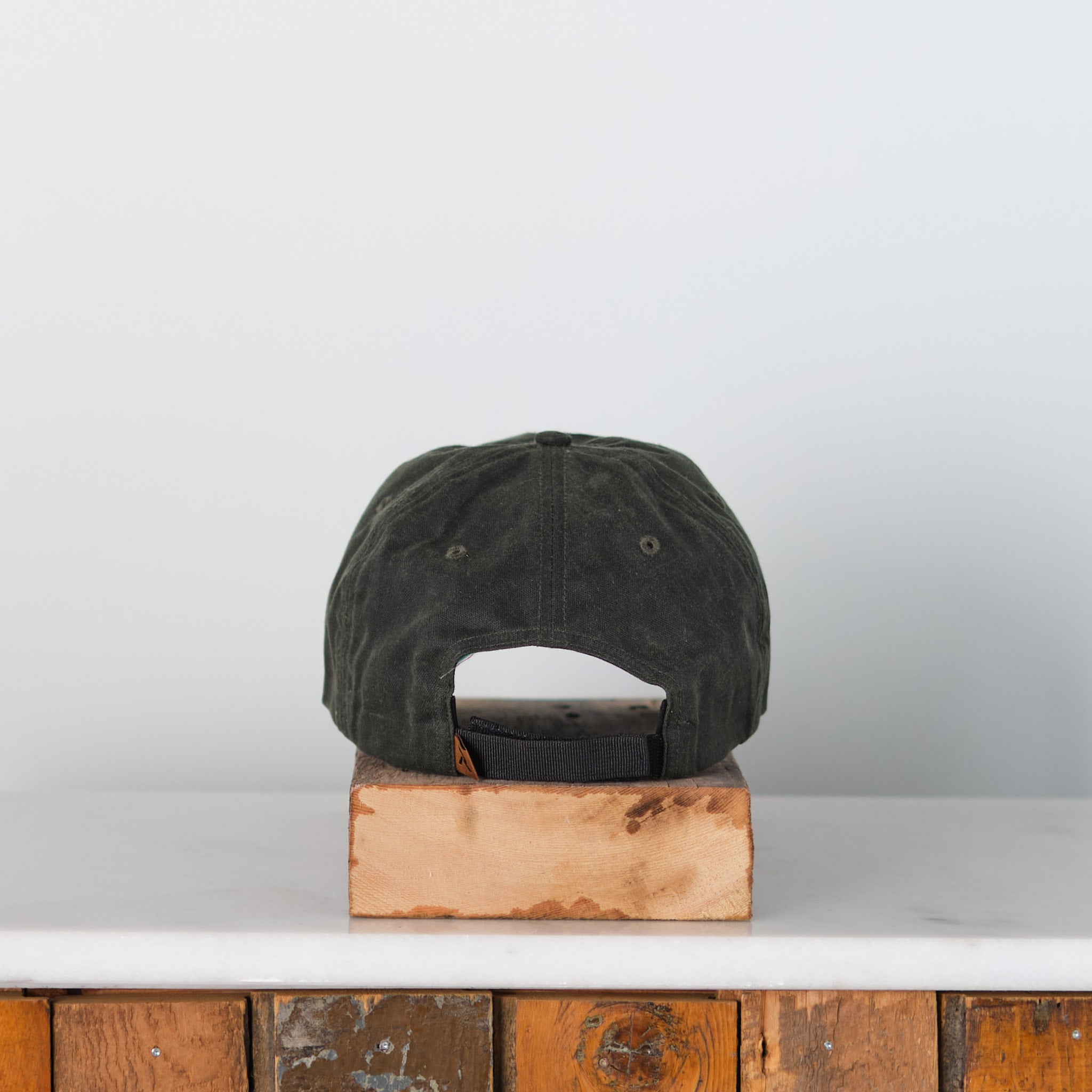 Bicycle, Mini embroidery Waxed canvas trucker cap, Dark olive