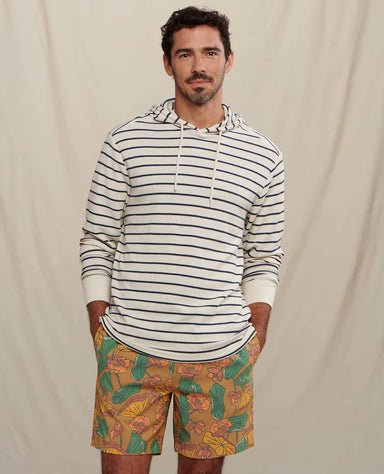Toad&Co Framer II Long Sleeve Hoodie, men's striped waffle knit, organic cotton.