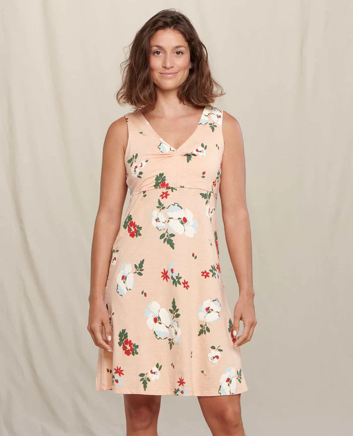 Toad & Co Rosemarie Sleeveless Dress, Buckthorn floral print, organic cotton
