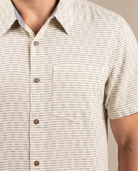 Toad&Co Harris Short Sleeve Shirt, men's woven button up, organic cotton.